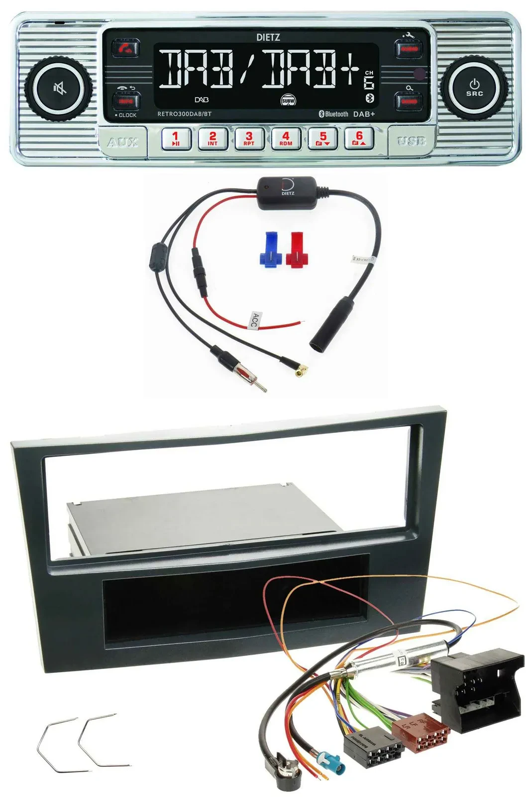 Dietz DAB USB MP3 Bluetooth Autoradio für Opel Corsa D ab 2005 Stealth Schwarz