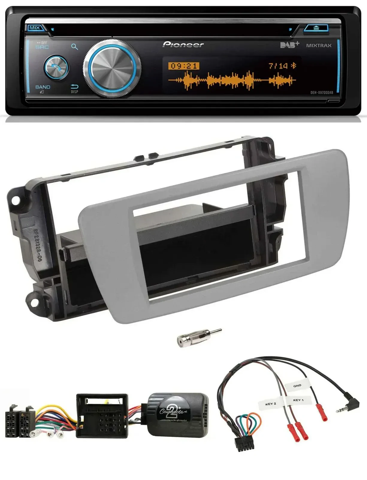 Pioneer Lenkrad DAB USB CD Bluetooth Autoradio für Seat Ibiza dublingrau