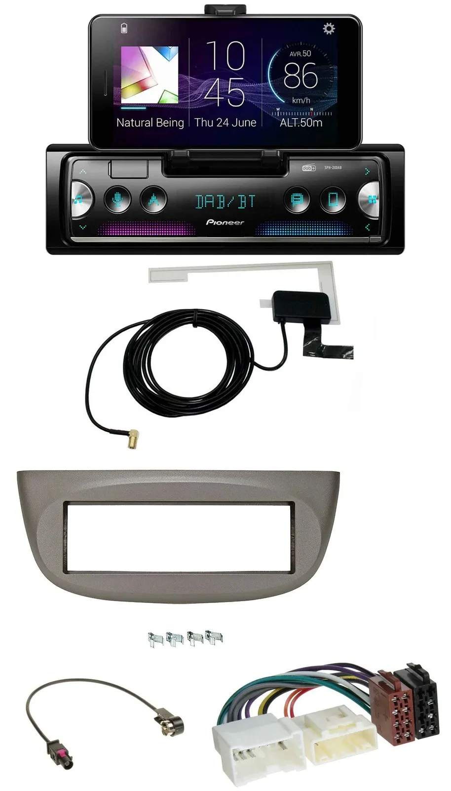 Pioneer DAB Bluetooth MP3 USB Autoradio für Renault Twingo ab 2012 beige-grau