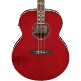 Ibanez AJ70M1E Artwood Jumbo Acoustic-Electric Guitar Solid Spruce Top, Wine Red