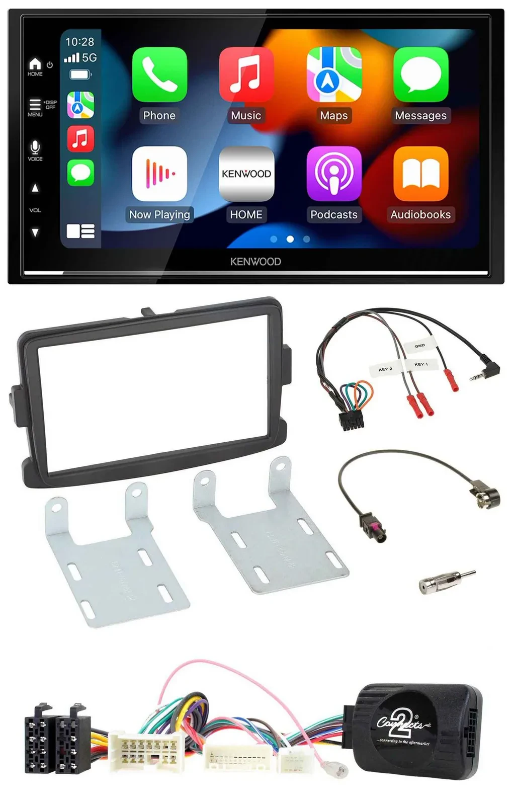 Kenwood DAB USB Bluetooth 2DIN Lenkrad Autoradio für Dacia ab 2012 schwarz