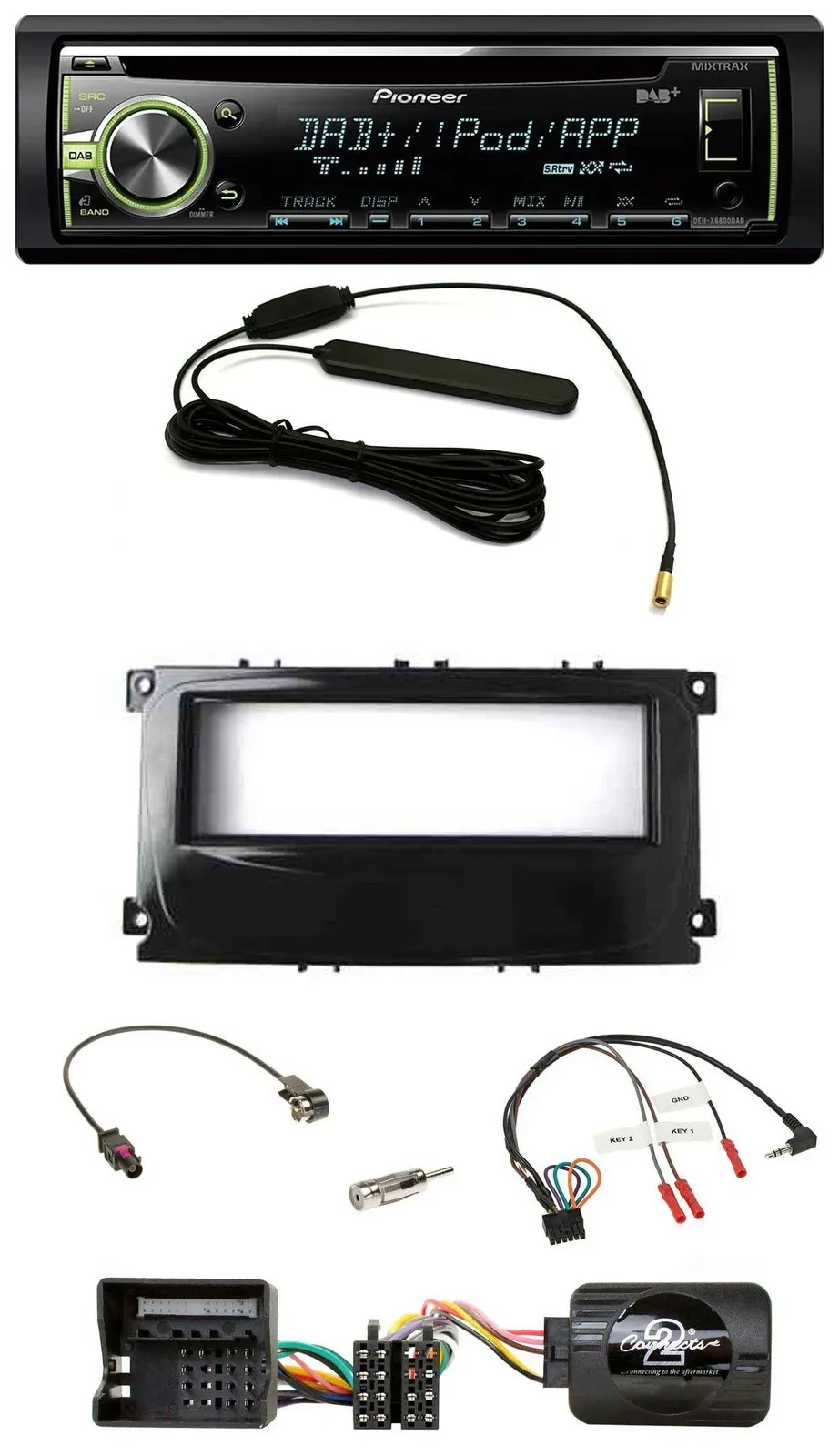 Pioneer MP3 USB CD DAB Lenkrad Autoradio für Ford Focus ab 07 Galaxy C-Max schwa