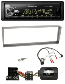 Автомагнитола Pioneer Bluetooth, USB, DAB для Alfa Romeo 156 (с 2003), серебристый, с поддержкой кнопок на руле