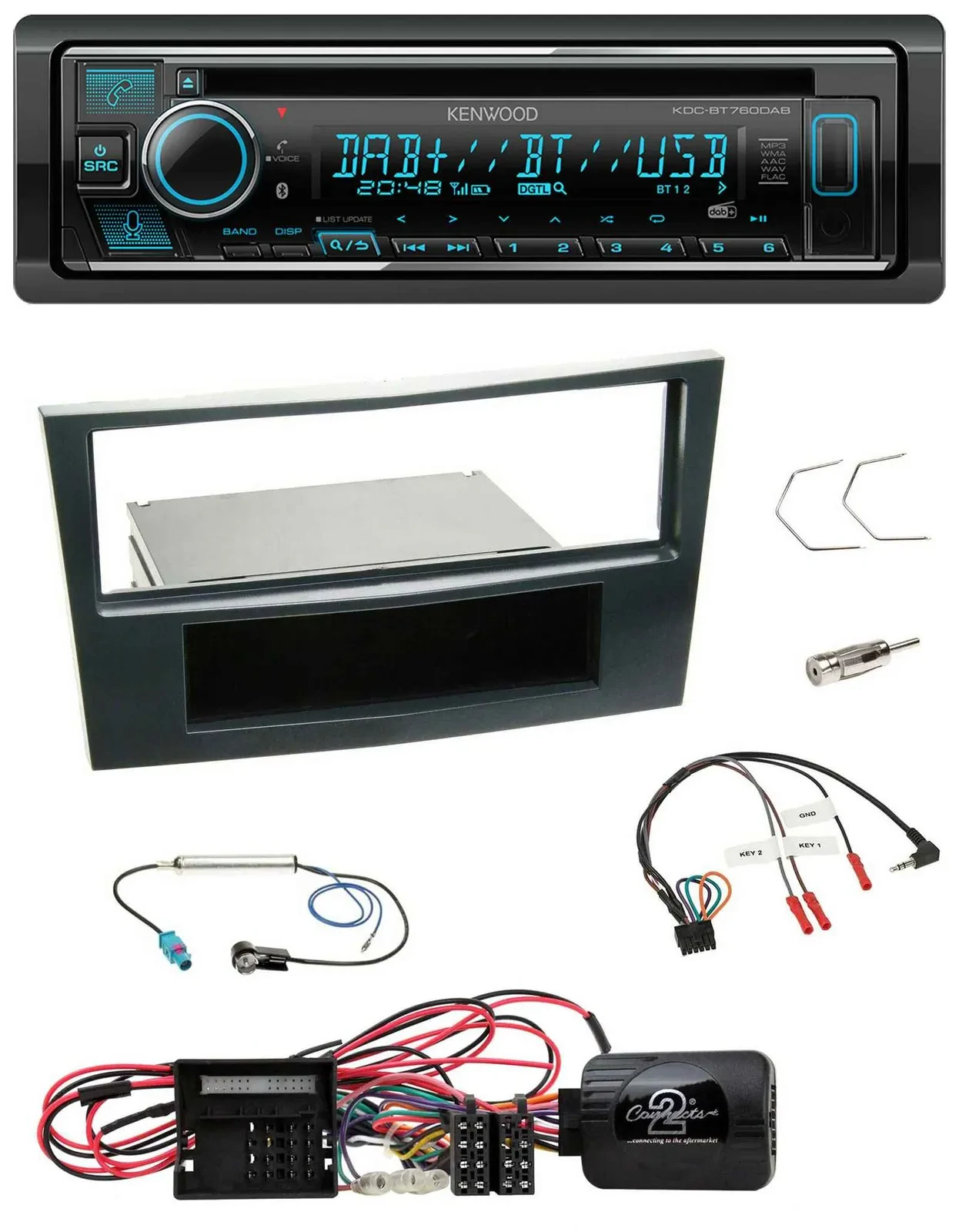 Kenwood Lenkrad Bluetooth DAB USB CD Autoradio für Opel Corsa D Schwarz 09-14