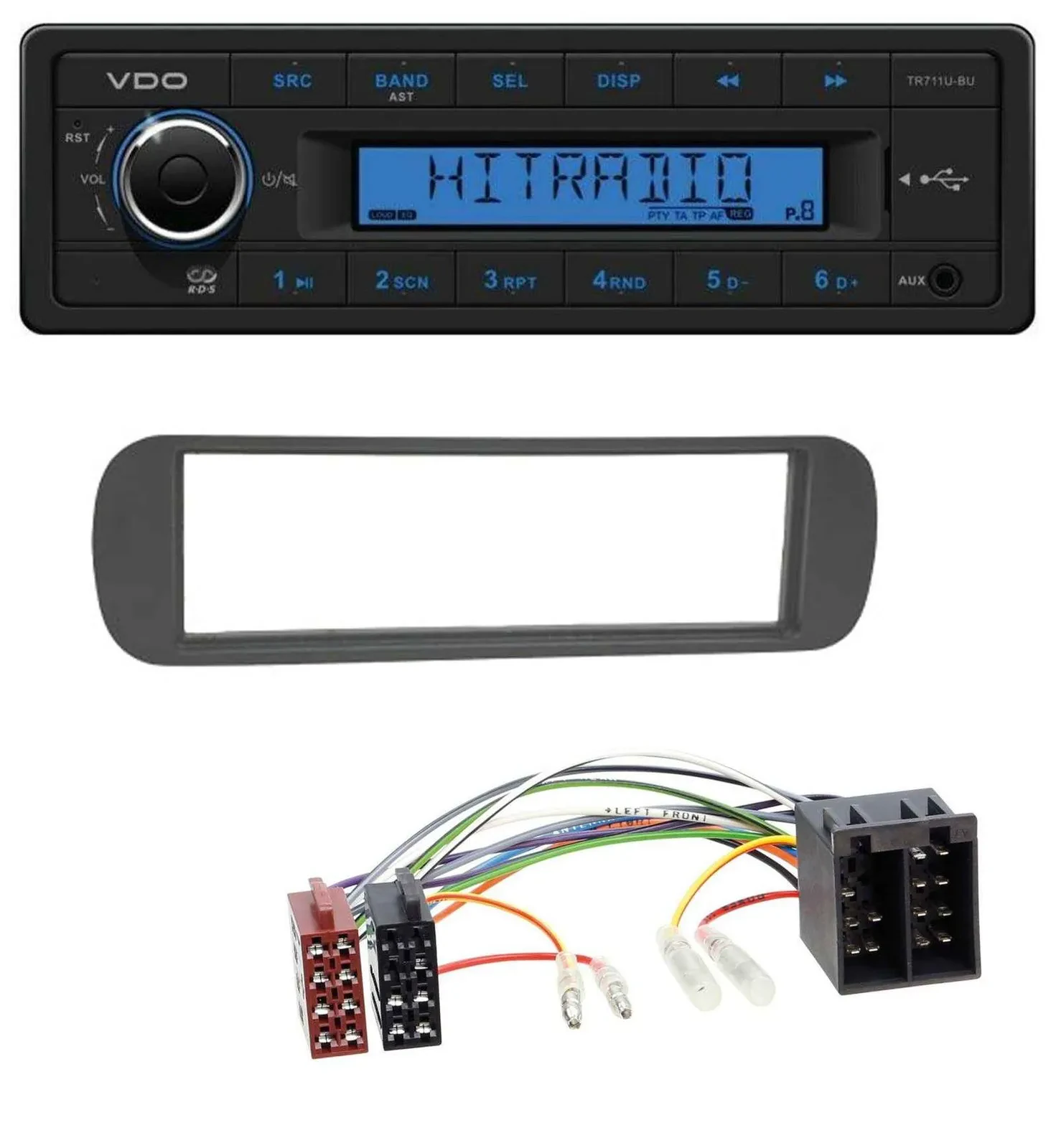 Автомагнитола VDO 1 DIN MP3 USB AUX для Lancia Y (1996–2004) черная