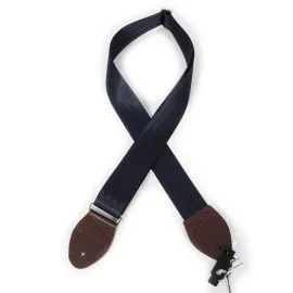 Souldier Plain Seatbelt Navy 2" Guitar Strap with Warm Brown Ends