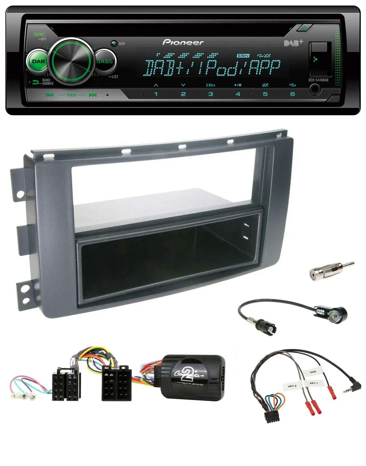 Pioneer USB MP3 DAB Lenkrad CD Autoradio für Smart ForFour 2004-2006 schwarz