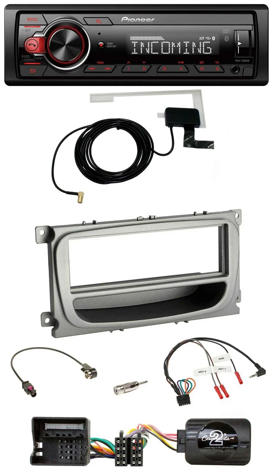 Автомагнитола Pioneer DAB Bluetooth USB для Ford C-Max/Focus/Galaxy (с 2007), с поддержкой кнопок на руле