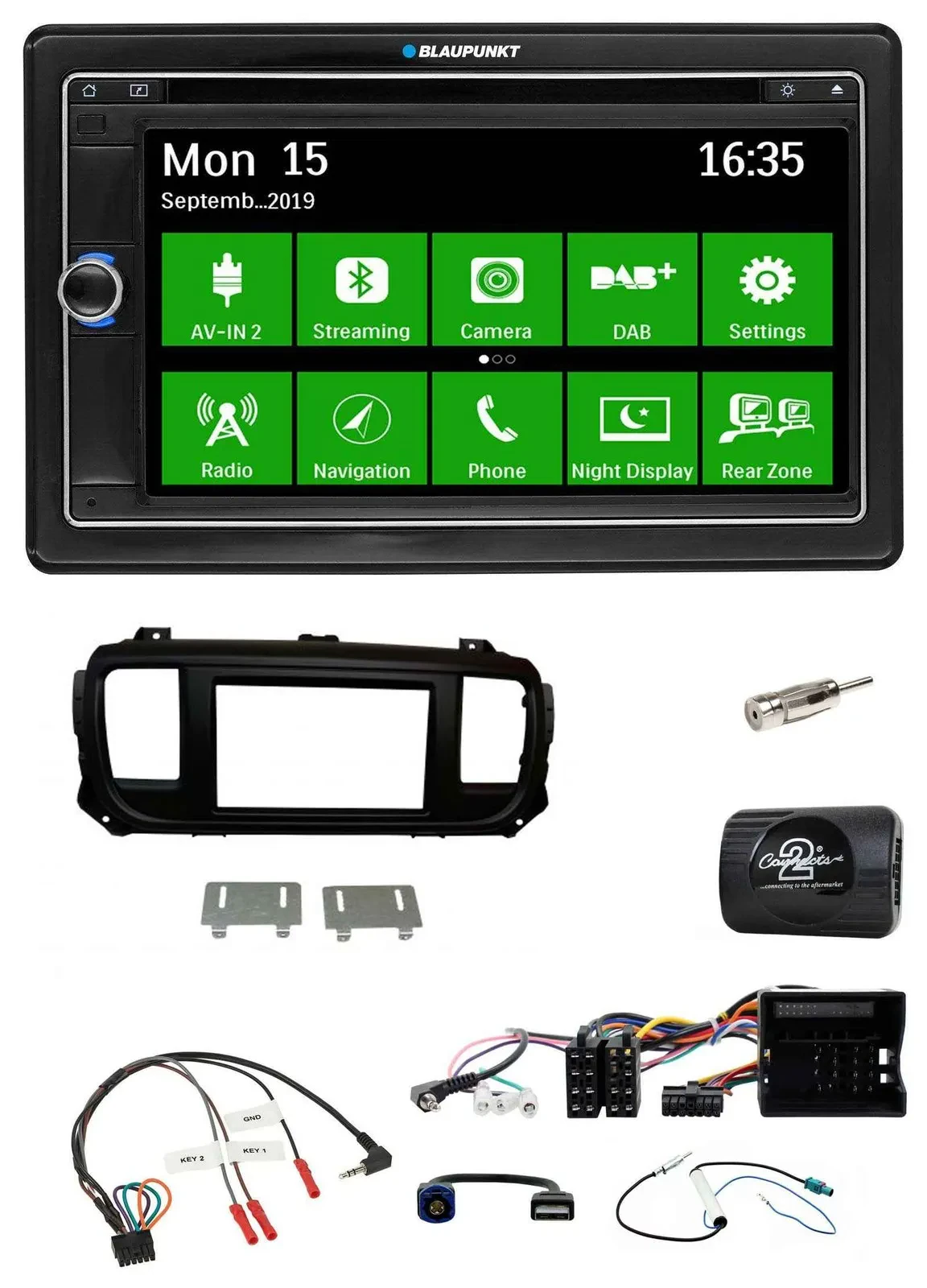 Blaupunkt Bluetooth 2DIN Lenkrad DAB USB TMC Navigation für Citroen Jumpy Erstau