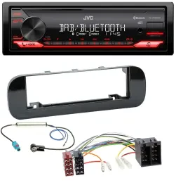 JVC Bluetooth USB DAB MP3 Autoradio für Fiat Panda (ab 2012) - glänzend