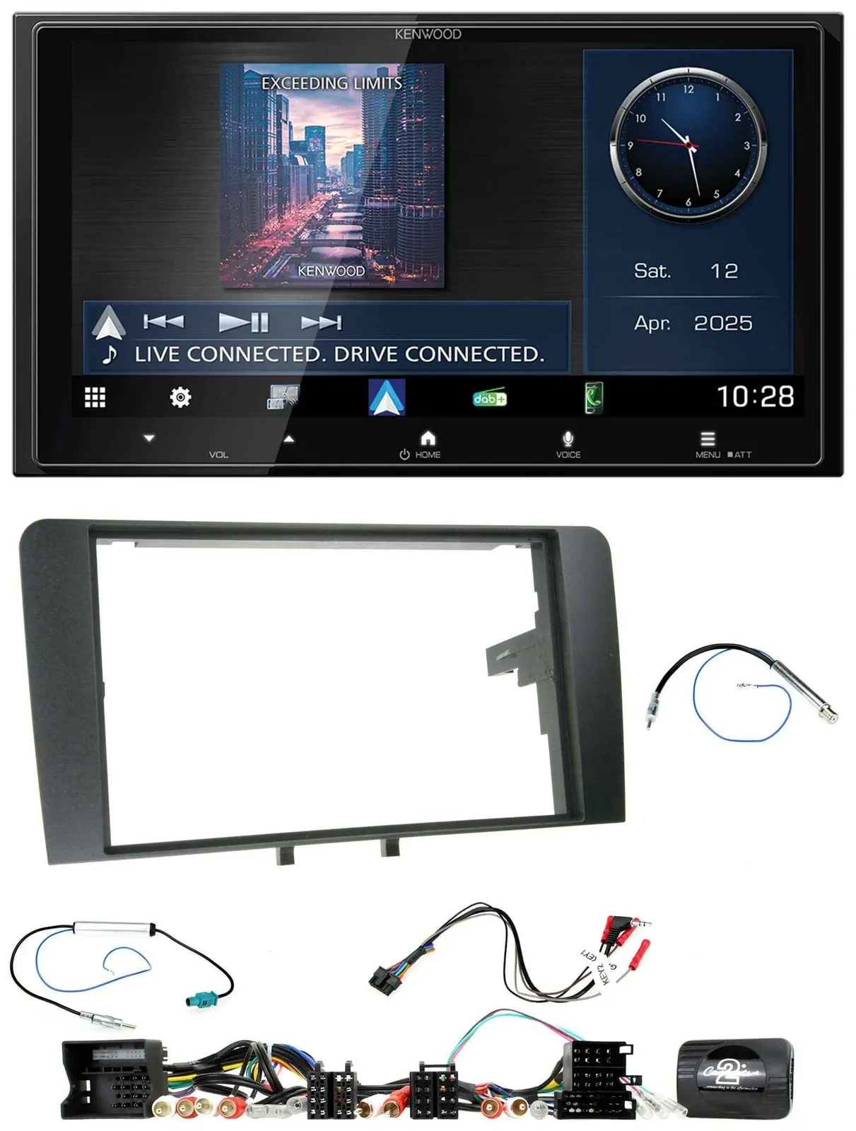 Автомагнитола для Audi A3 8P Kenwood 2-DIN, Bluetooth, USB, DAB, управление с руля (2003–2012)