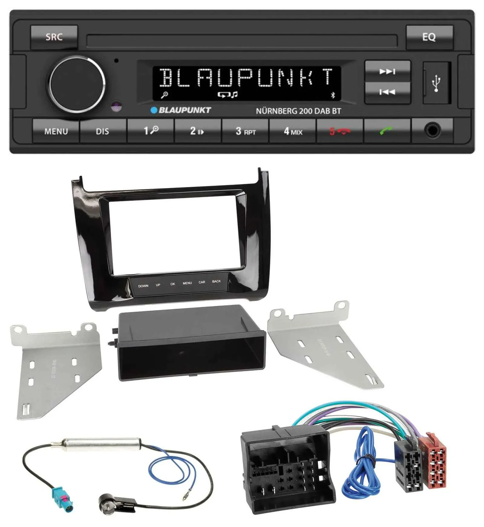 Blaupunkt USB DAB MP3 Bluetooth Autoradio für VW Polo (ab 14) - piano-schwarz