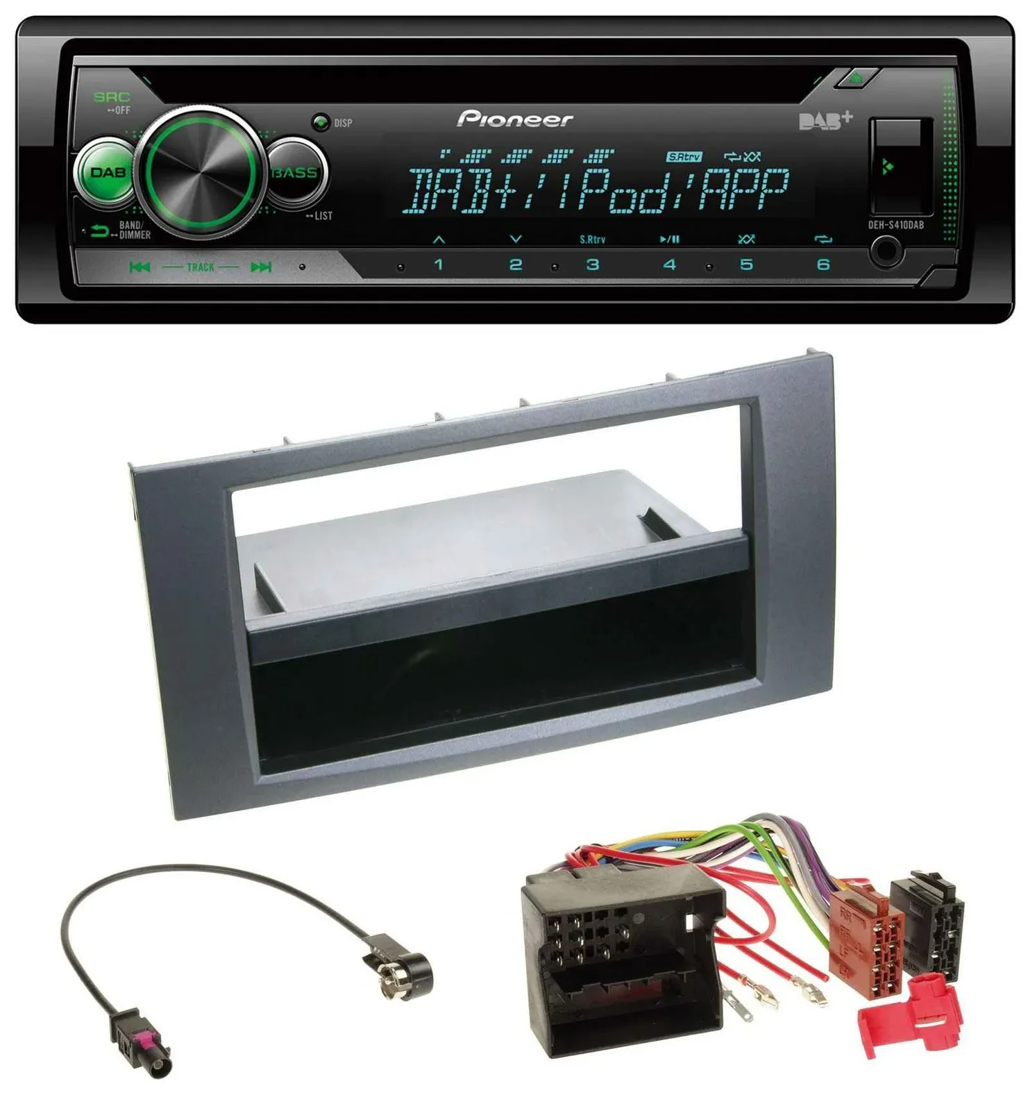 Pioneer USB MP3 DAB AUX CD Autoradio für Ford Fiesta Focus 04-08 anthrazit