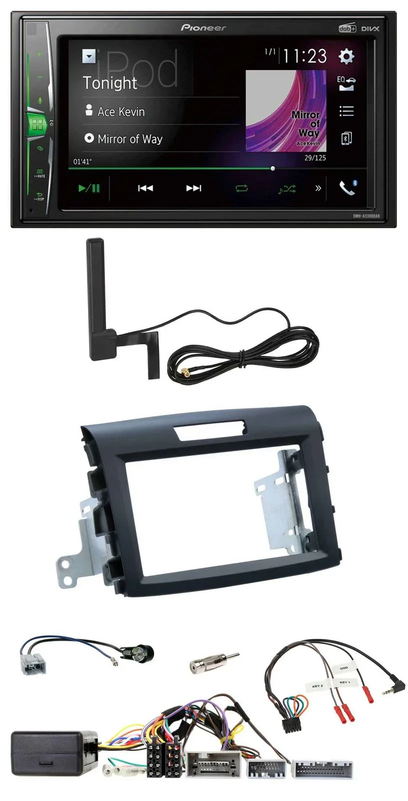 Автомагнитола для Honda CR‑V (FR5/FR6, с 2013) Pioneer 2DIN, MP3, DAB, Bluetooth, управление с руля