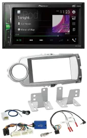 Автомагнитола Pioneer 2DIN DAB USB Bluetooth для Toyota Yaris 2011–2014 серебристая с поддержкой кнопок на руле