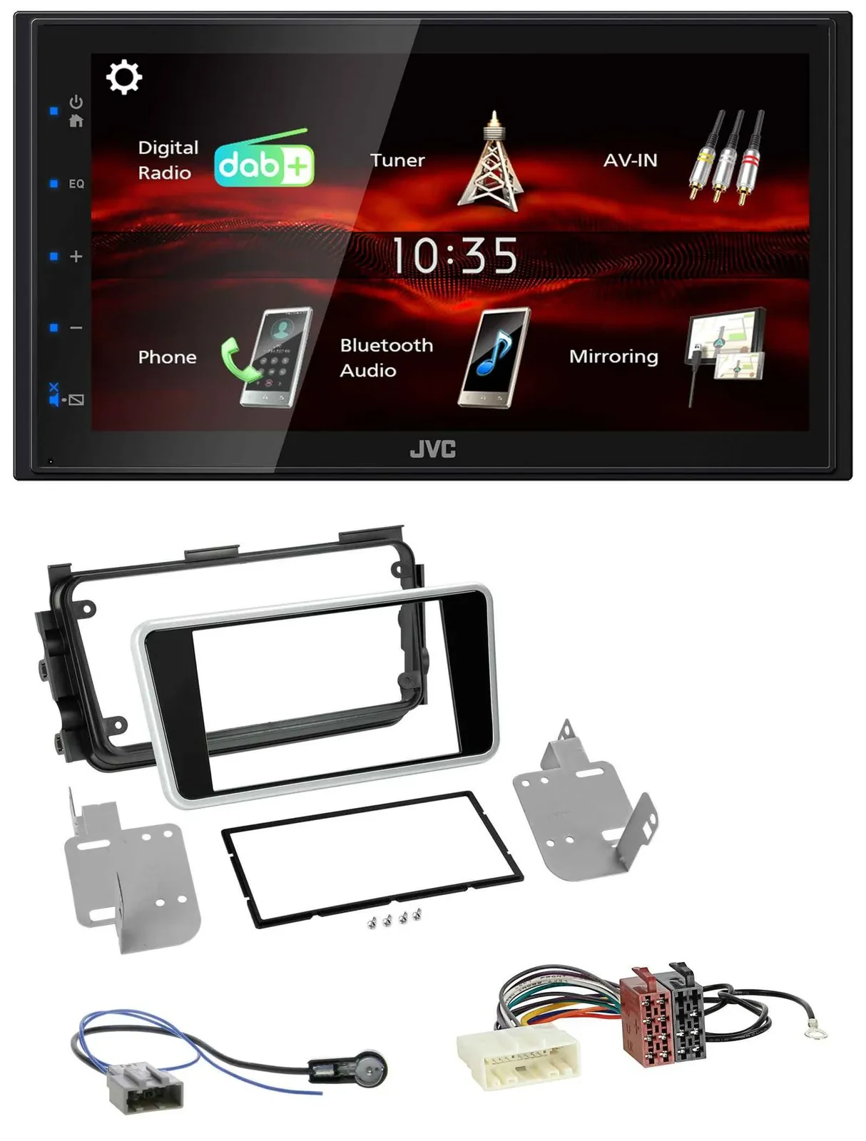 JVC USB Bluetooth MP3 DAB 2DIN Autoradio für Nissan Micra ab 2017 schwarz glänze