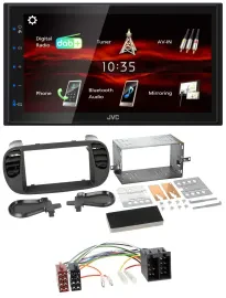 JVC USB Bluetooth MP3 DAB 2DIN Autoradio für Fiat 500 bis 2012 schwarz soft touc
