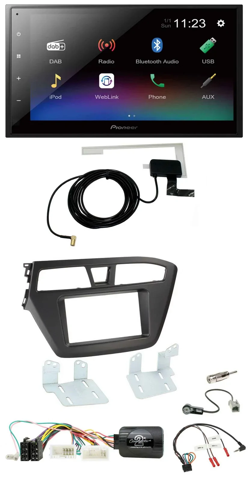 Автомагнитола для Hyundai i20 Pioneer 2DIN DAB Bluetooth USB (с 2015)