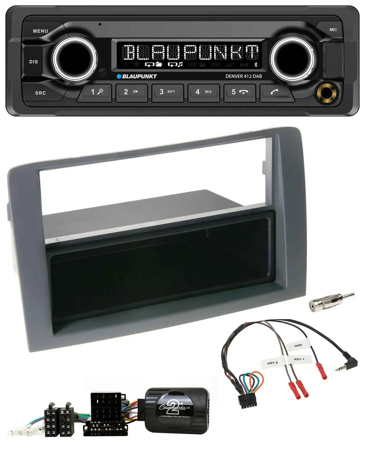 Blaupunkt Bluetooth DAB Lenkrad USB Autoradio für Fiat Idea 2006-2011 grau