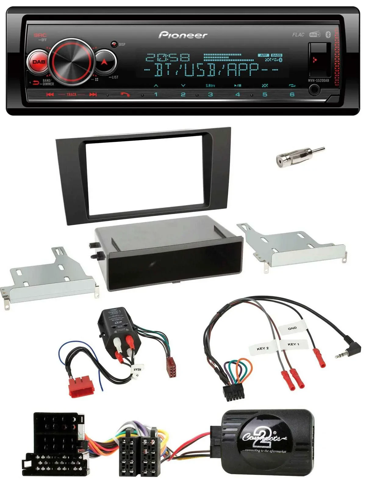 Pioneer Bluetooth USB Lenkrad DAB Autoradio für Audi A4 B5 1999-2001 BOSE Vollak