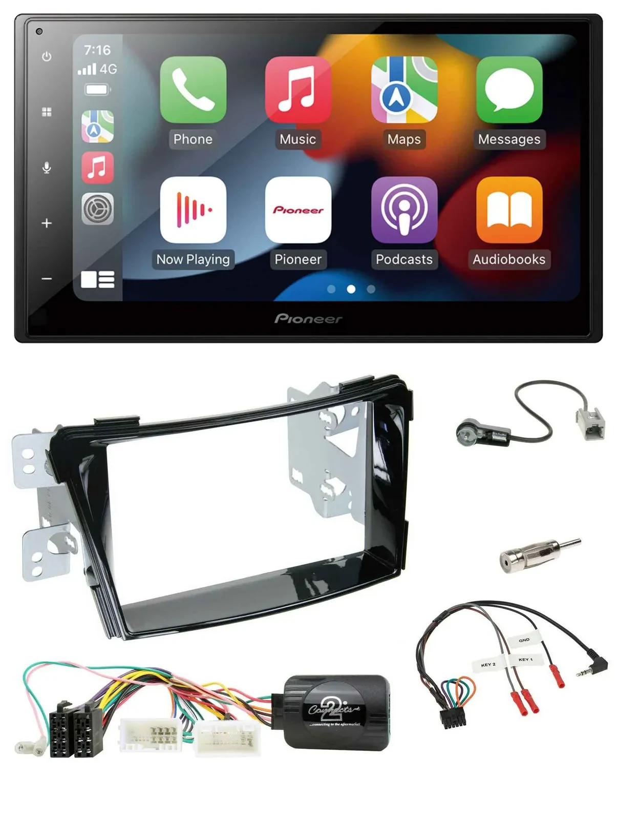 Автомагнитола Pioneer 2DIN DAB, Bluetooth, USB для Hyundai i40 (с 2011), с поддержкой кнопок на руле