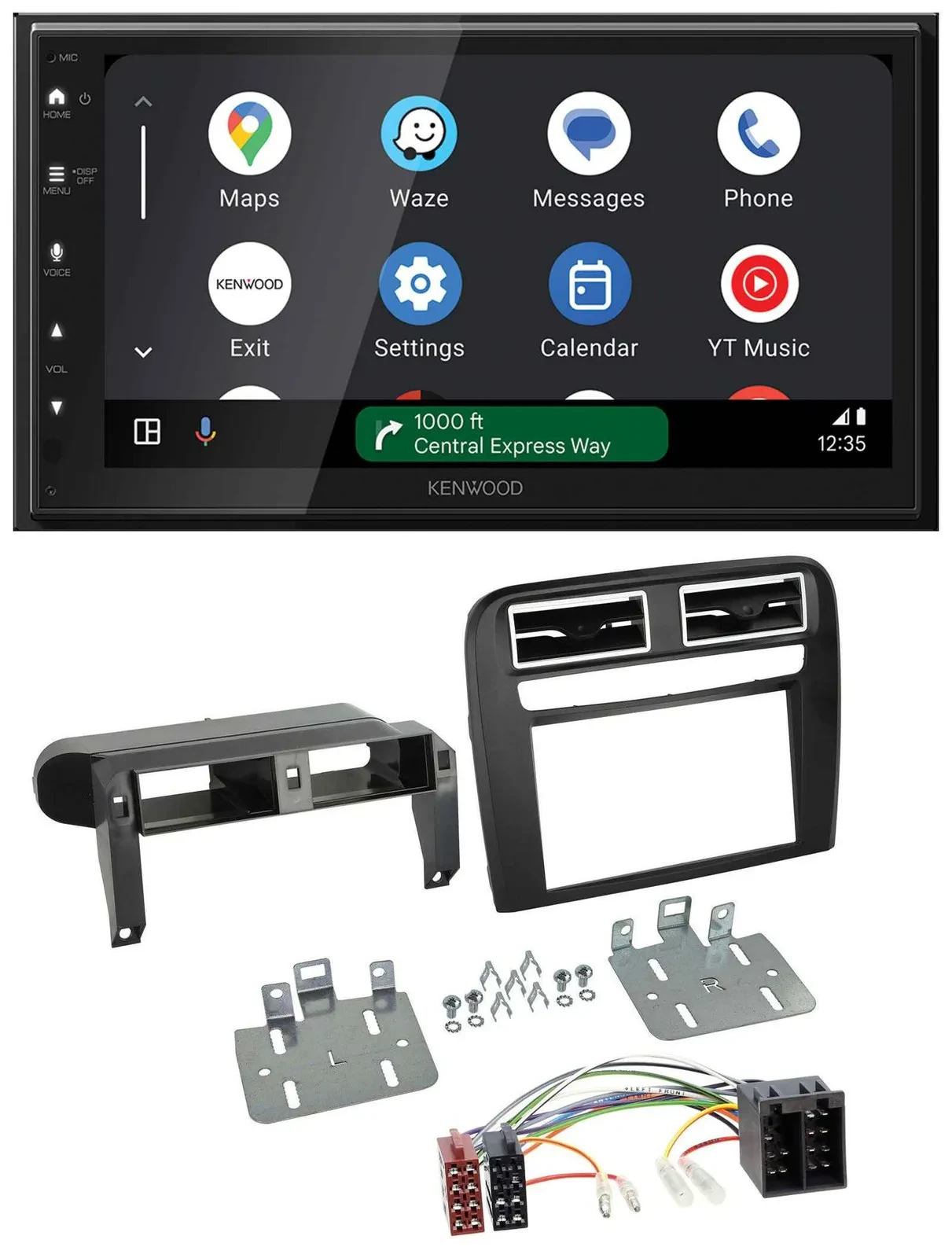 Автомагнитола Kenwood 2-DIN, DAB, Bluetooth, USB для Fiat Grande Punto (2005–2009), черная