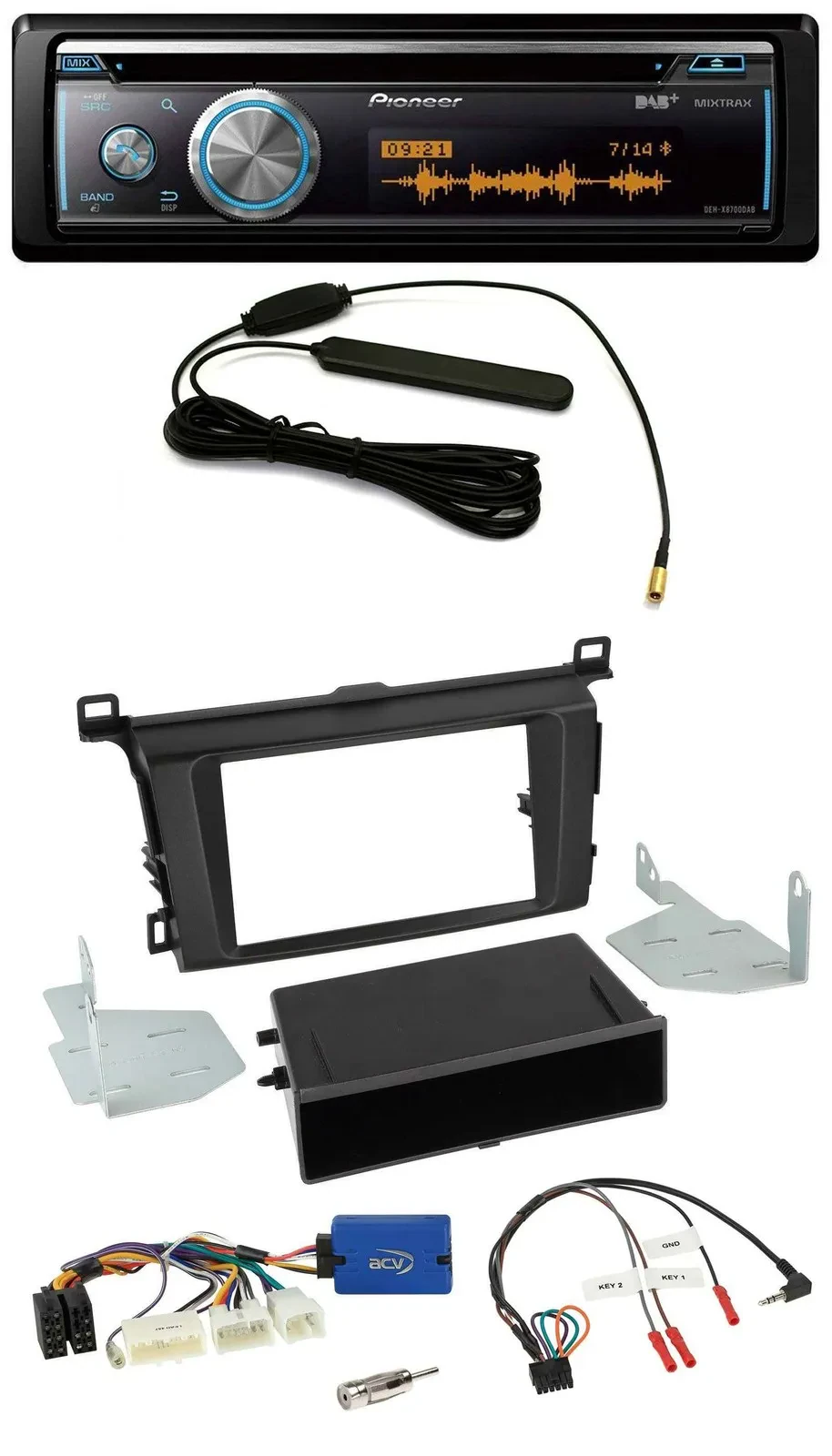 Автомагнитола для Toyota RAV4 (с 2013) Pioneer CD, USB, Bluetooth, DAB, поддержка кнопок на руле