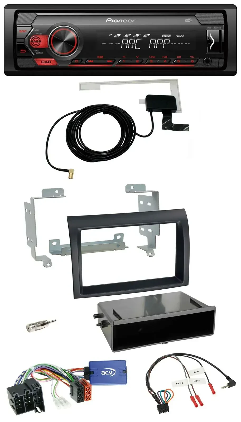 Автомагнитола Pioneer 1DIN, USB, DAB, MP3, управление с руля, для Fiat Ducato 2008–2011, черный