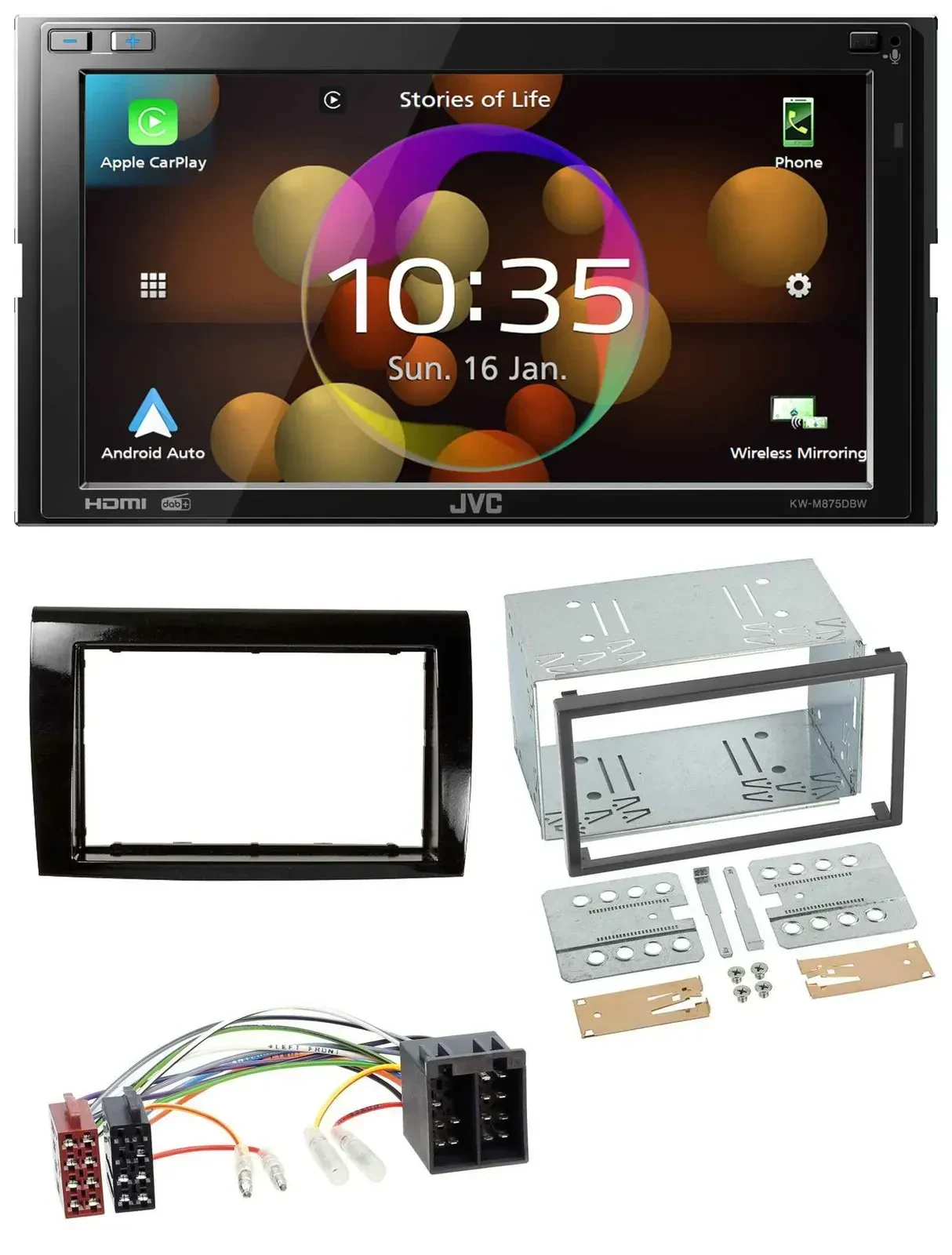 JVC DAB MP3 2DIN Bluetooth USB Autoradio für Fiat Bravo (ab 2007)