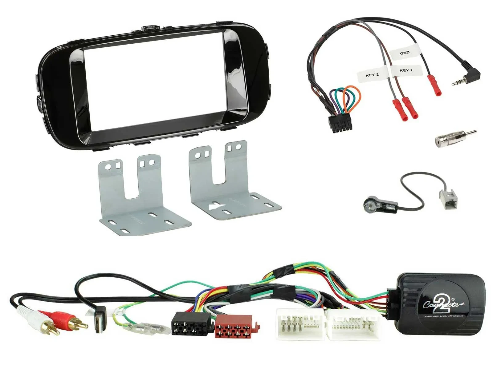 Radioset Lenkradadapter Doppel DIN Autoradio für Kia Soul 14-19 Klavierlack AUX