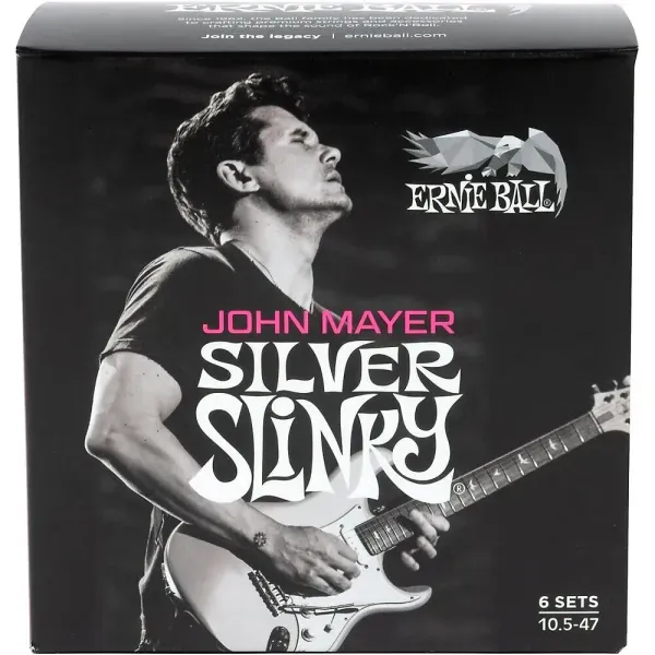 Струны для электрогитары Ernie Ball John Mayer Silver Slinky Nickel Wound 10.5-47 (6 комплектов)