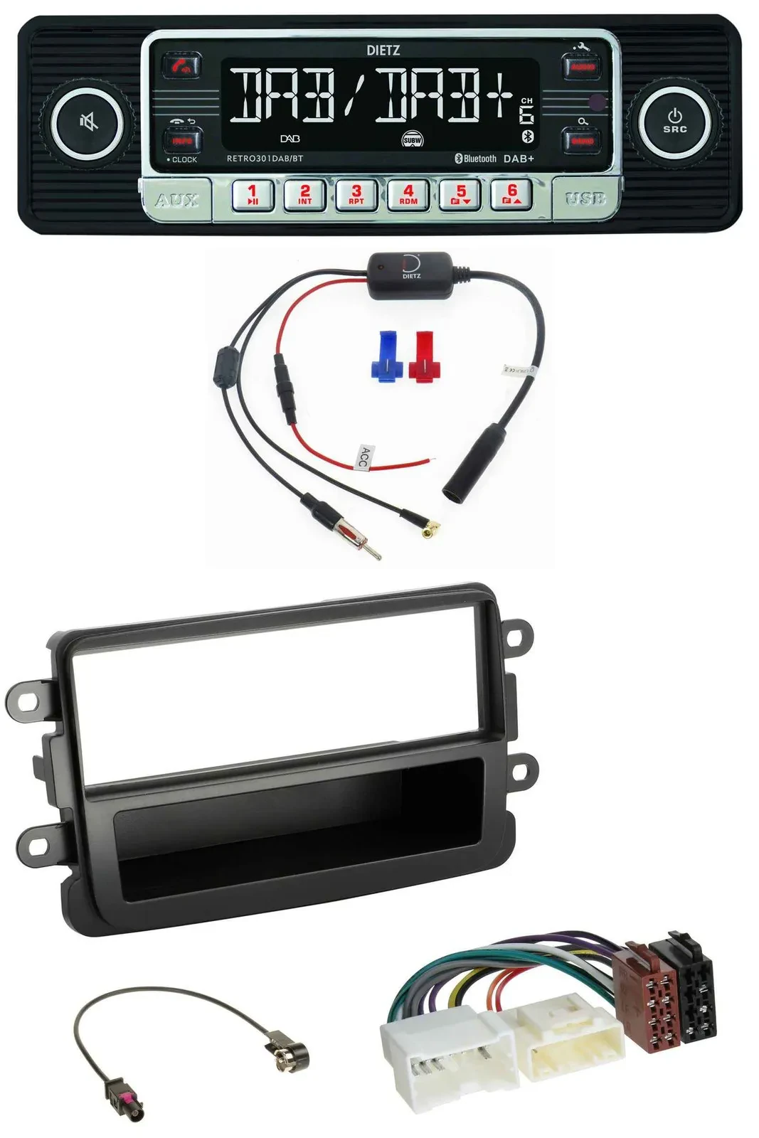 Автомагнитола Dietz MP3 DAB Bluetooth USB для Dacia Lodgy/Duster/Dokker/Sandero черный