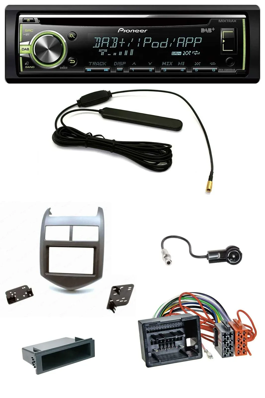 Автомагнитола Pioneer MP3/CD/USB/DAB/AUX для Chevrolet Aveo/Sonic (с 2011), тёмно-серая