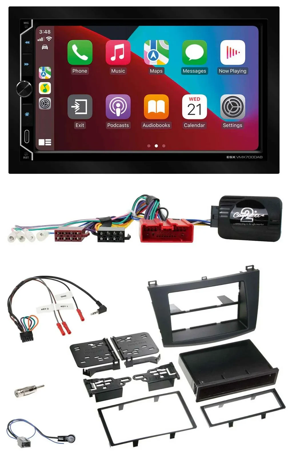 ESX 2DIN DAB USB Lenkrad Bluetooth Autoradio für Mazda 3 09-13 Can-Bus