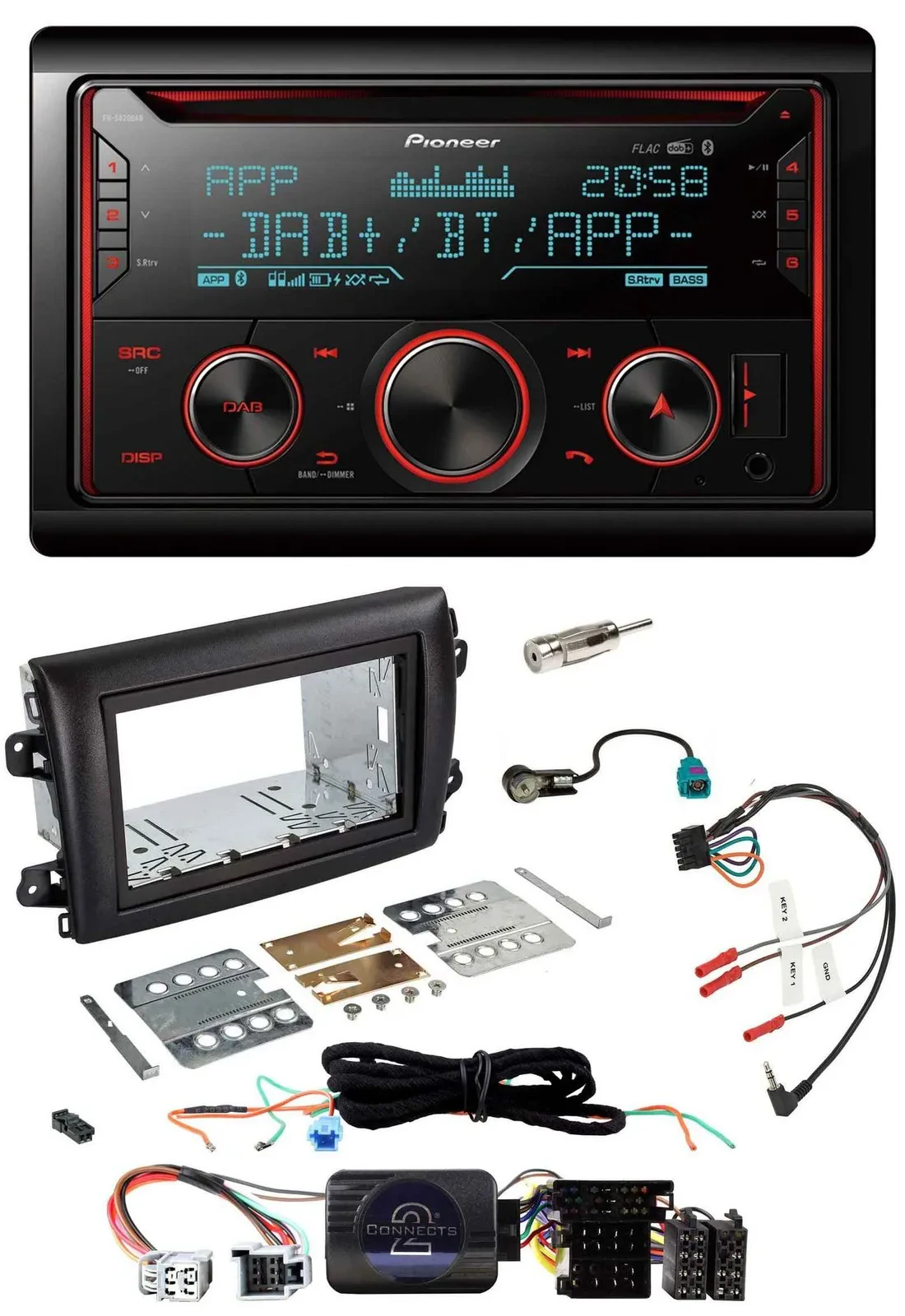 Pioneer 2DIN DAB Lenkrad Bluetooth USB CD Autoradio für Fiat Ducato Serie 8 ab 2