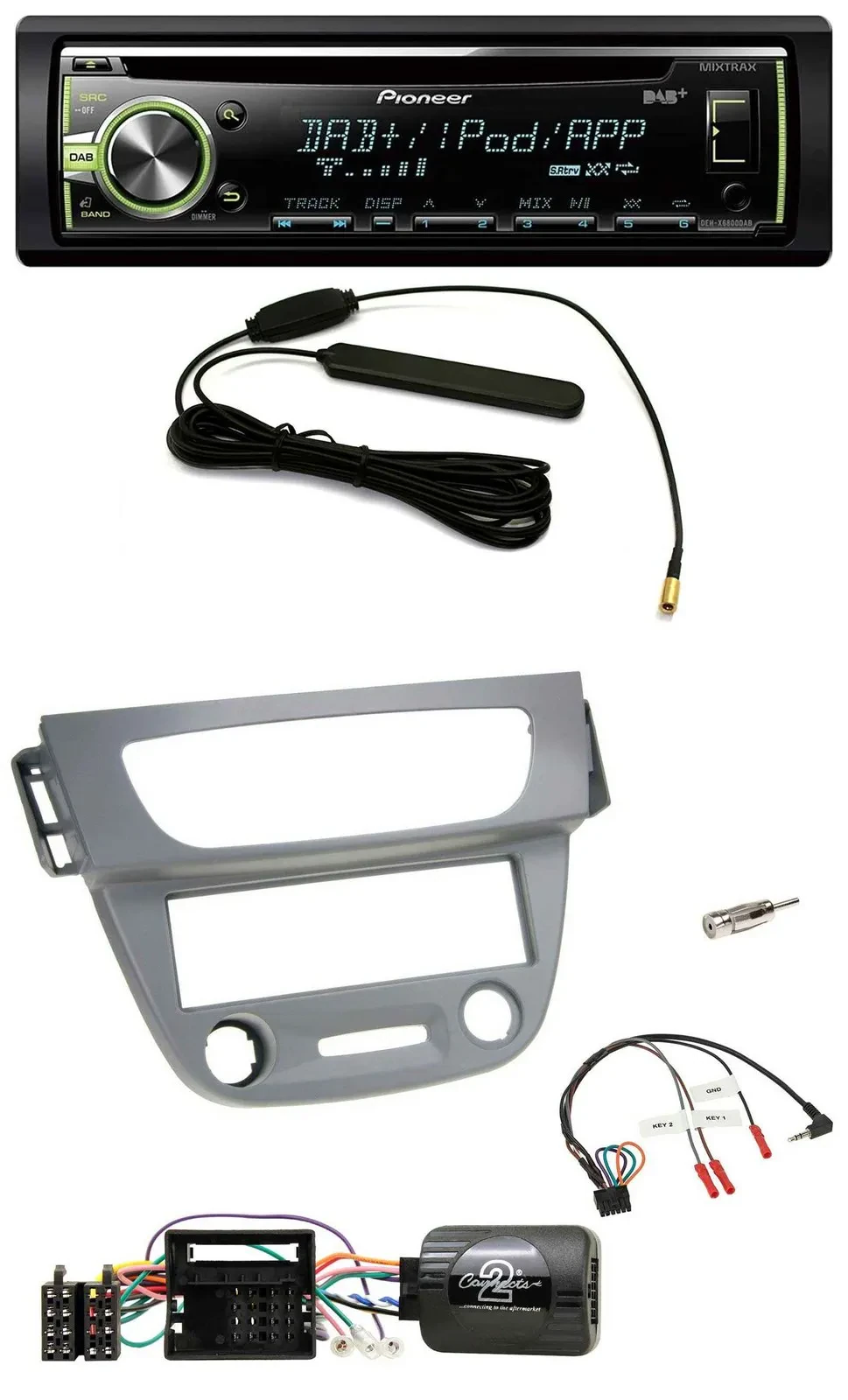 Автомагнитола Pioneer MP3 USB CD DAB для Renault Megane III (2009–2012), серый, с поддержкой управления с руля