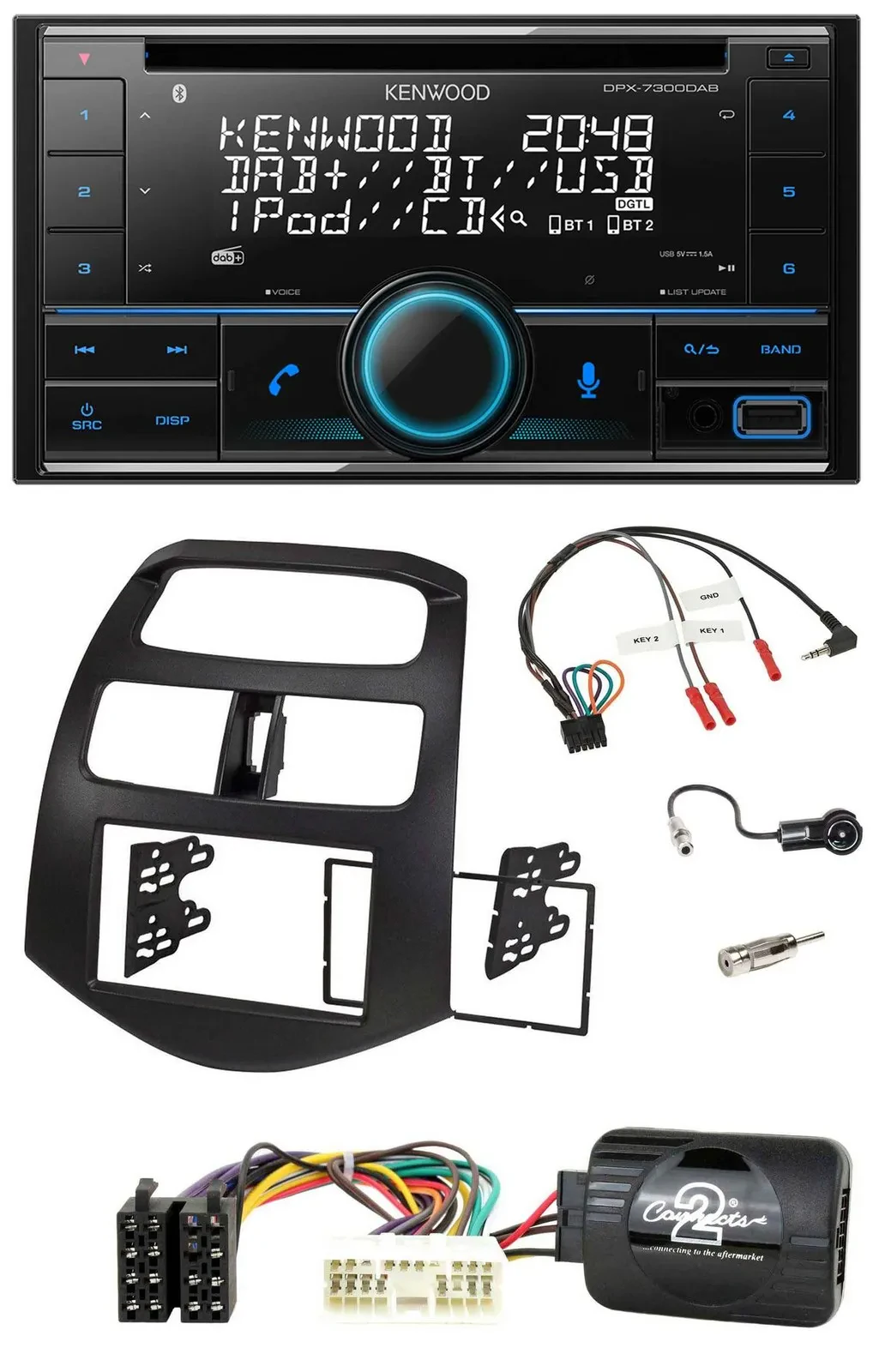 Автомагнитола Kenwood 2-DIN CD DAB USB Bluetooth для Chevrolet Spark KLM 2012