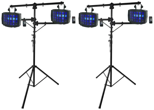 4) Rockville BD20 Rechargeable Wireless DMX DJ Dance Floor Derby Lights+T-Stands