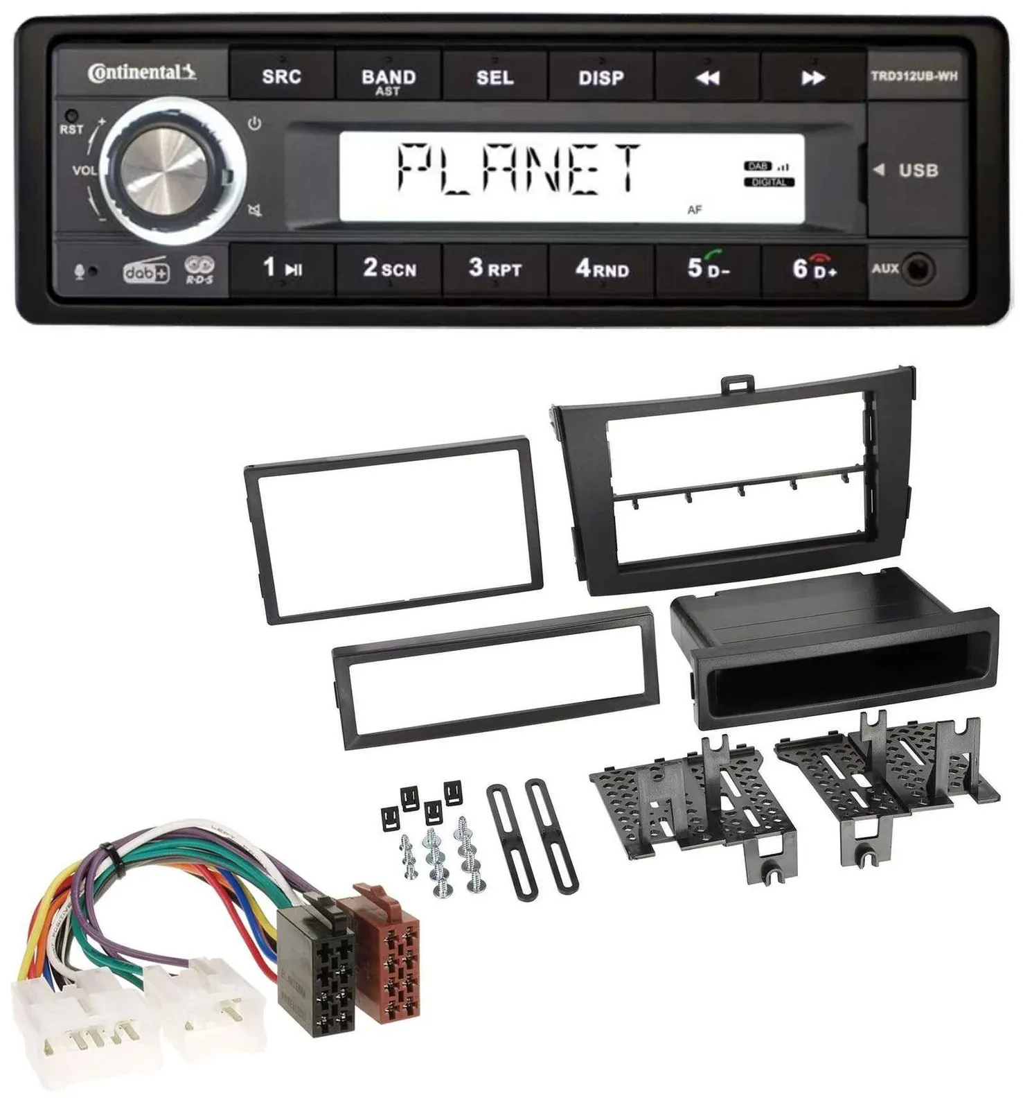 Continental USB 1DIN AUX DAB MP3 Autoradio für Toyota Corolla ab 2009 schwarz