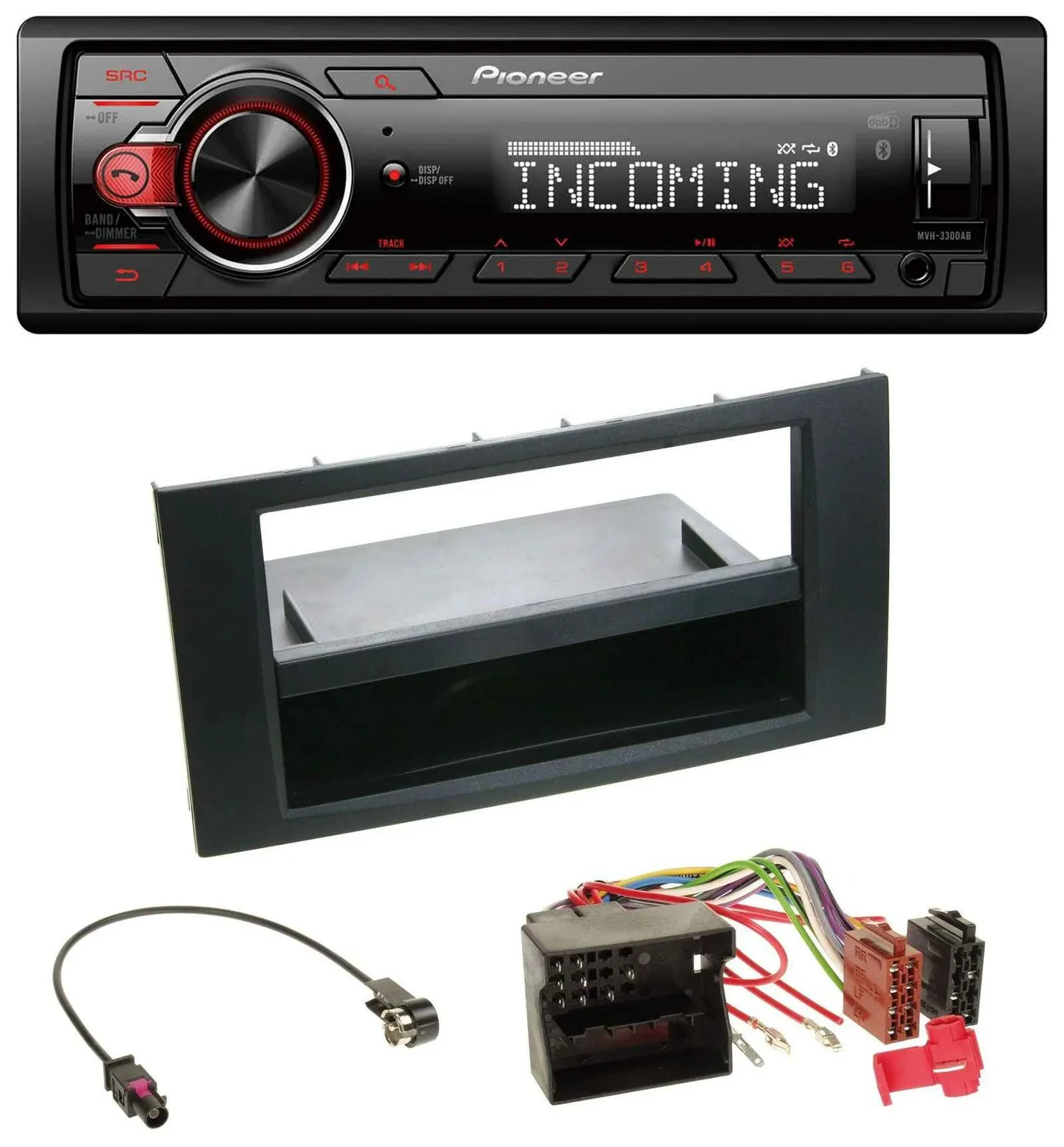 Pioneer Bluetooth USB DAB MP3 Autoradio für Ford Focus Fiesta 04-08 schwarz