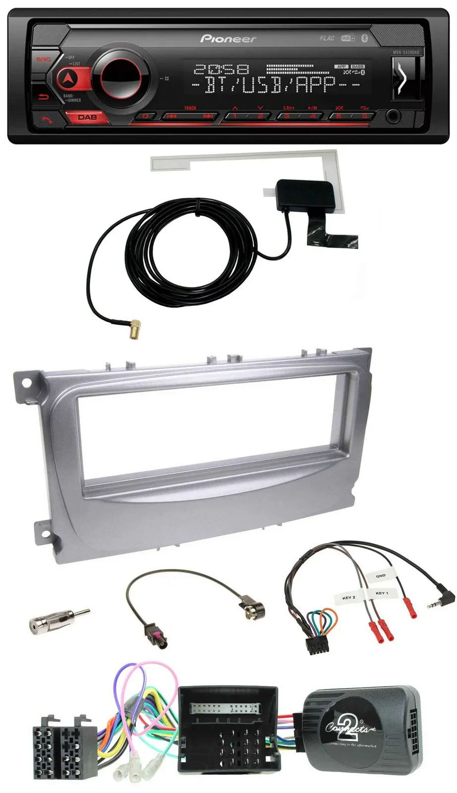 Автомагнитола для Ford S-Max/Mondeo (2007–2014) Pioneer DAB, USB, Bluetooth, поддержка кнопок на руле, CAN-Bus