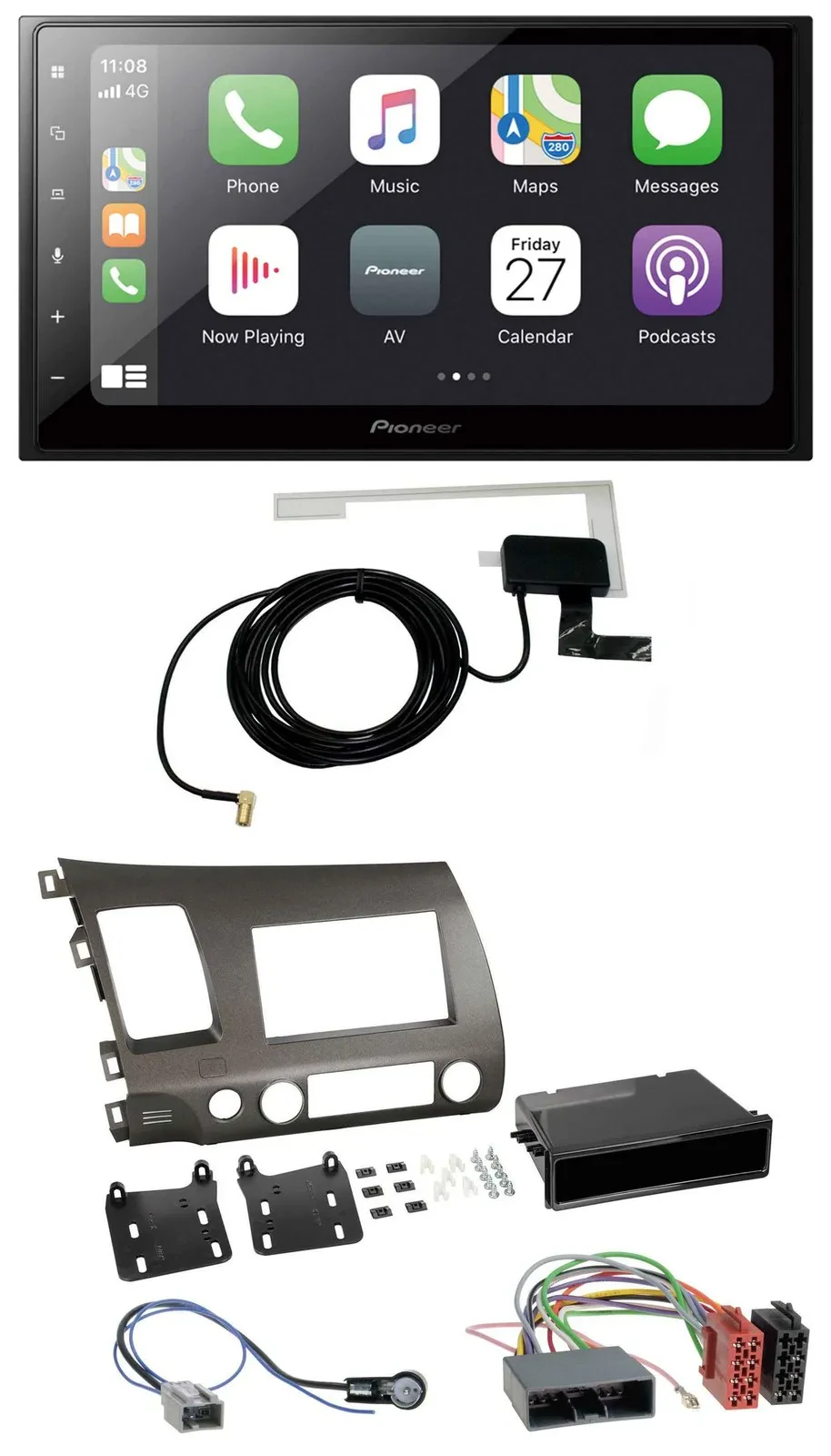 Автомагнитола Pioneer 2DIN USB MP3 Bluetooth DAB для Honda Civic Hybrid FD3 (2006–2010)