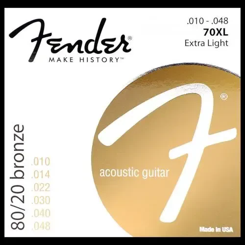 Струны для акустической гитары Fender Strings New Acoustic 70xl 80/20 Brnz Ball End