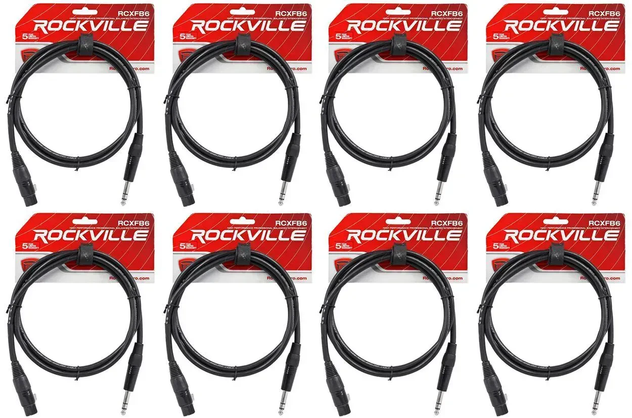 Коммутационный кабель Rockville RCXFB6B Black 1.8 м (8 штук)