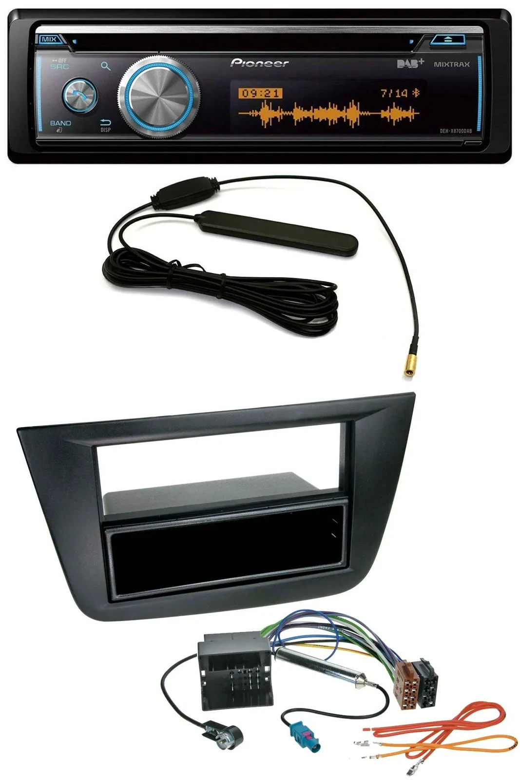 Автомагнитола Pioneer CD/USB/Bluetooth/DAB, MP3, черный, для Seat Toledo/Altea (с 2005)