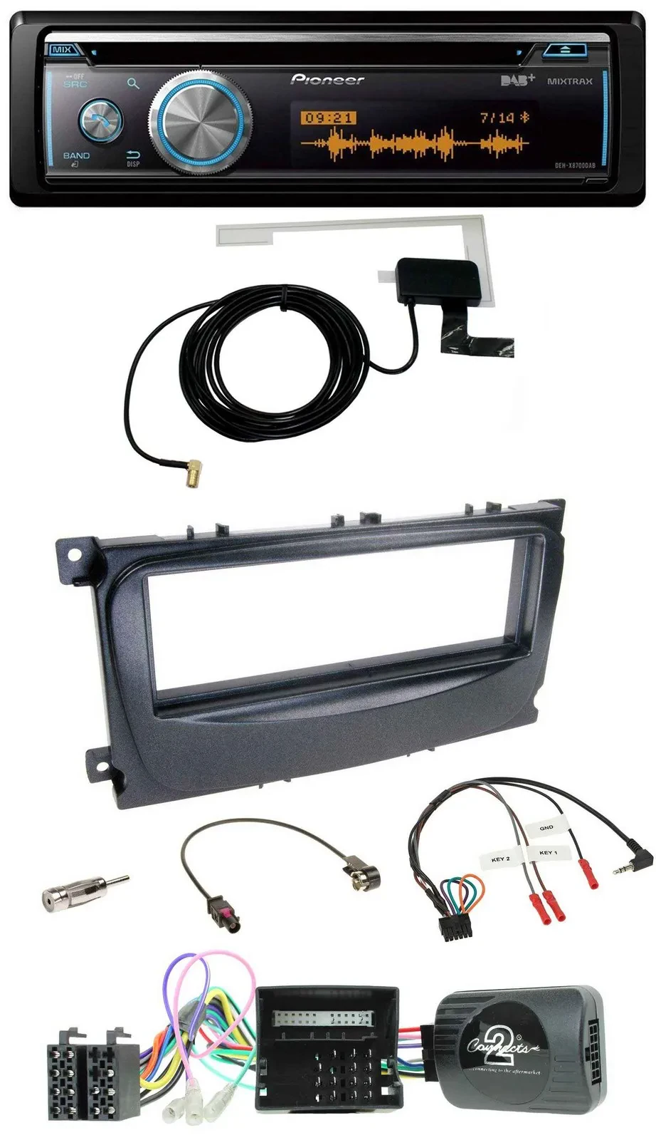Автомагнитола Pioneer Bluetooth DAB USB CD для Ford C‑Max/Focus (2007–2010)