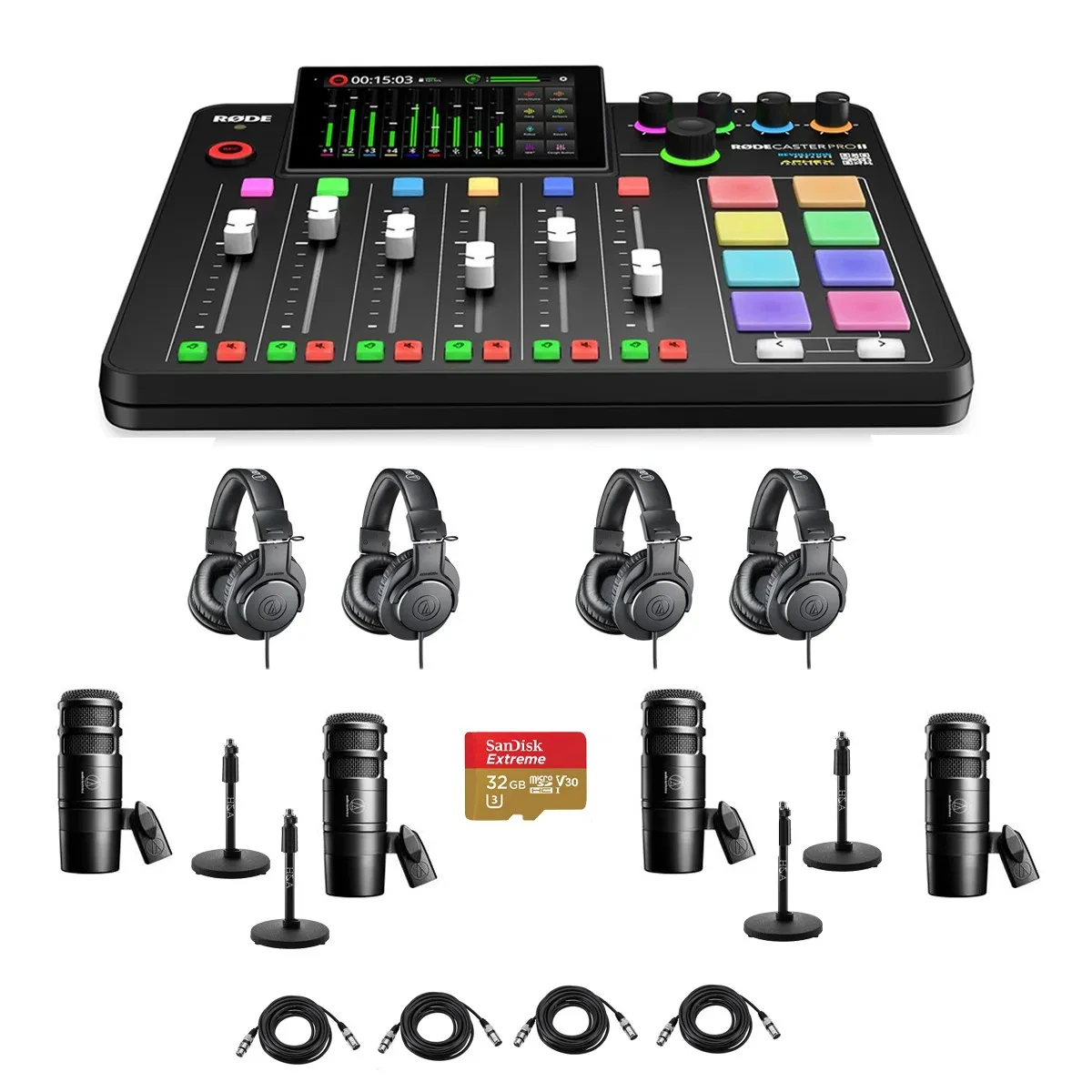 Комплект для подкастов Rode RDRCPIIATK7 RODECaster Pro II Integrated Audio Production Studio Console Bundle
