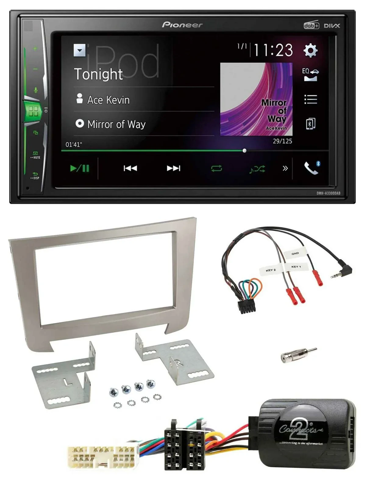 Pioneer 2DIN Lenkrad DAB USB Bluetooth Autoradio für SSangYong Rexton Telefontas