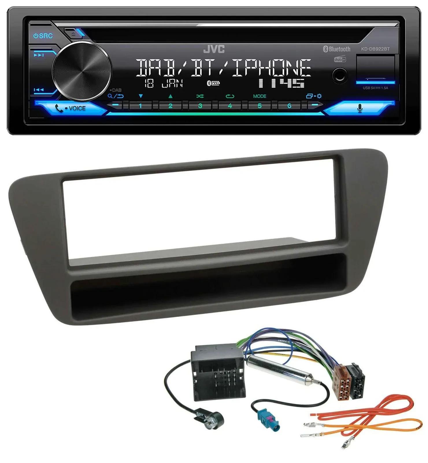 JVC Bluetooth MP3 USB DAB CD Autoradio für Audi Q3 (8U, 2011-2018)