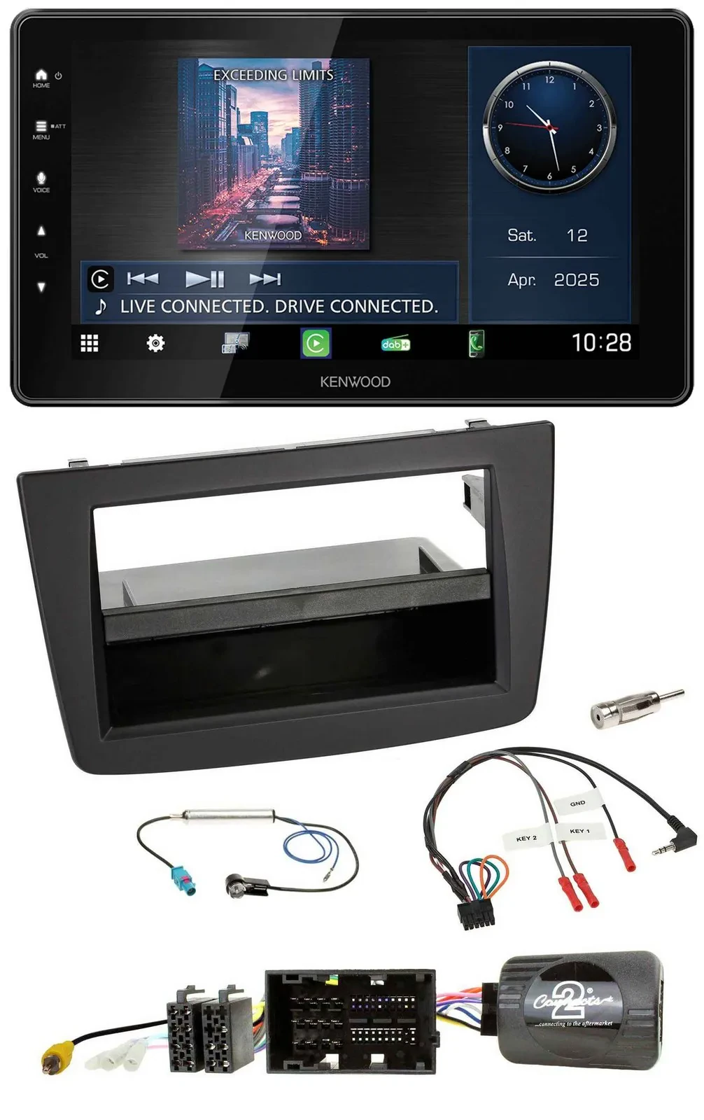 Kenwood Lenkrad Bluetooth USB DAB Autoradio für Alfa Mito 955 2014-2018 schwarz